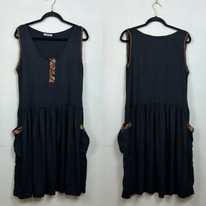 Vintage 90’s We Bebop Art to Wear Black Sleeveless Dress Sz M